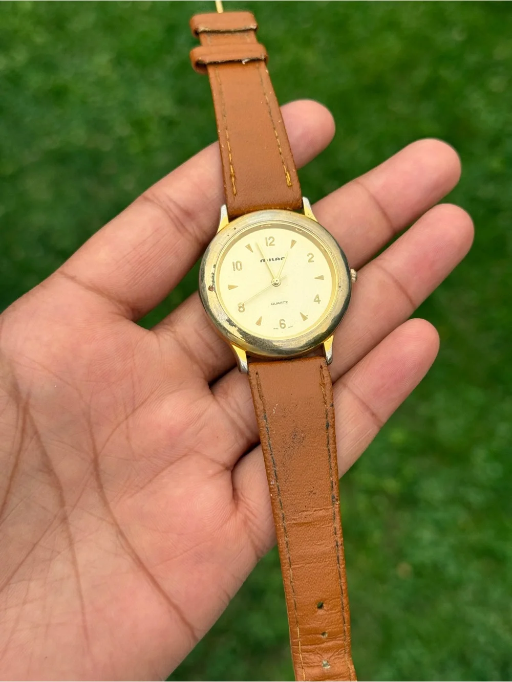 Milan Classic vintage Men’s Brown Leather Strap Quartz Watch
